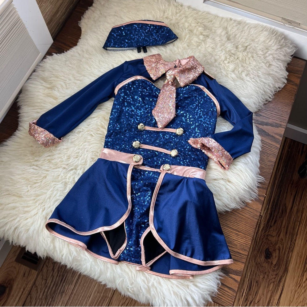 Sparkling Blue and Pink Kids Dance Costume Medium